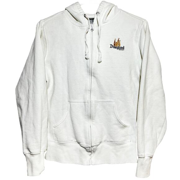 Disney Parks Disneyland Resort Full Zip Hoodie Castle Sweatshirt White Medium - Picture 1 of 6